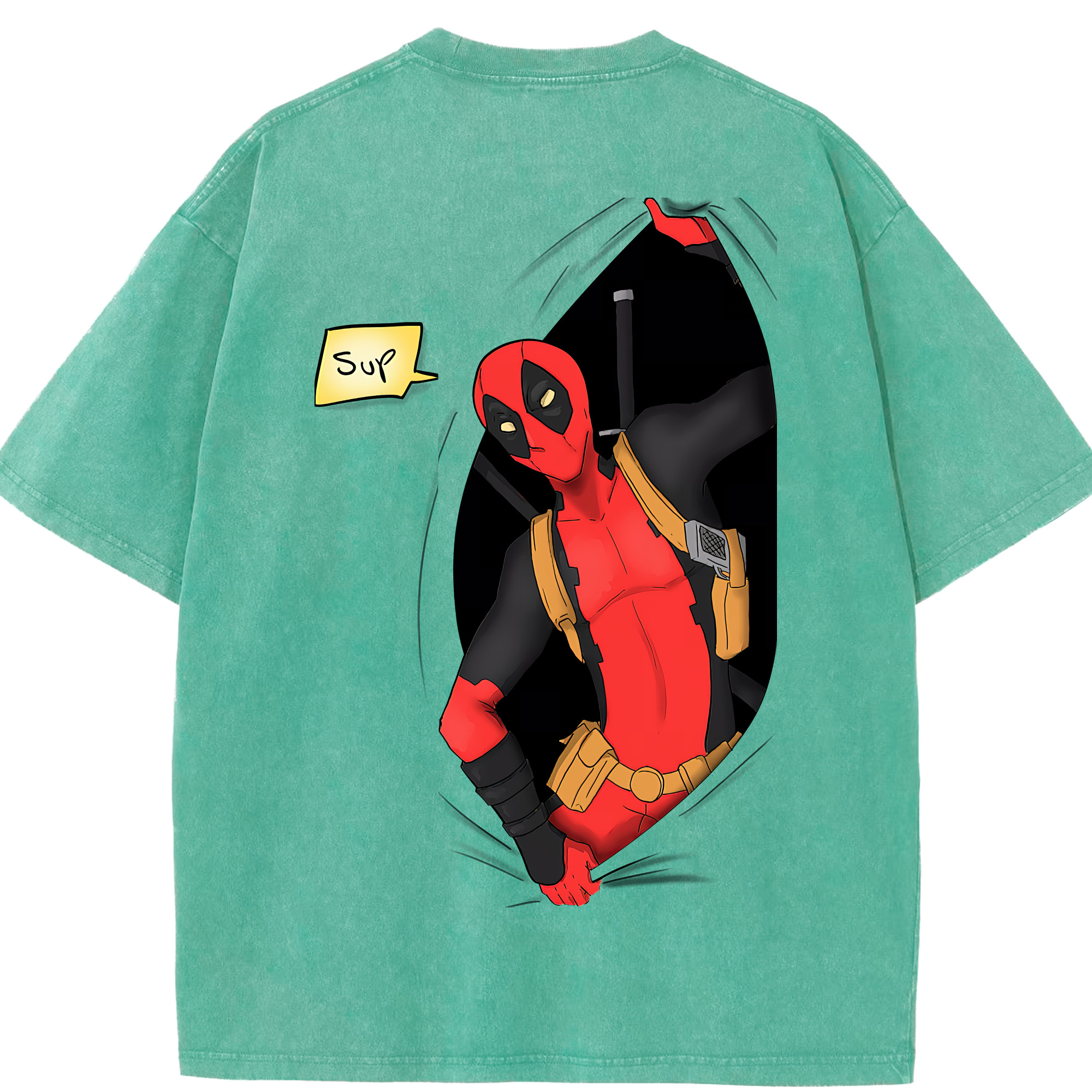 （画像用） Deadpool デッドプール 綿100% ヴィンテージ風 半袖Tシャツ（背面プリント）